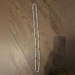 Chic White and Brown Beaded Necklace